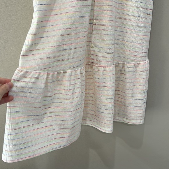 LOFT Cream Tie Shoulder Dress with neon threading accents in size SP - Picture 3 of 8